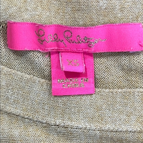 Lilly Pulitzer Fringe Sweater XS Tan Gold Coolmax All Seasons Boho Preppy Casual - Picture 6 of 7
